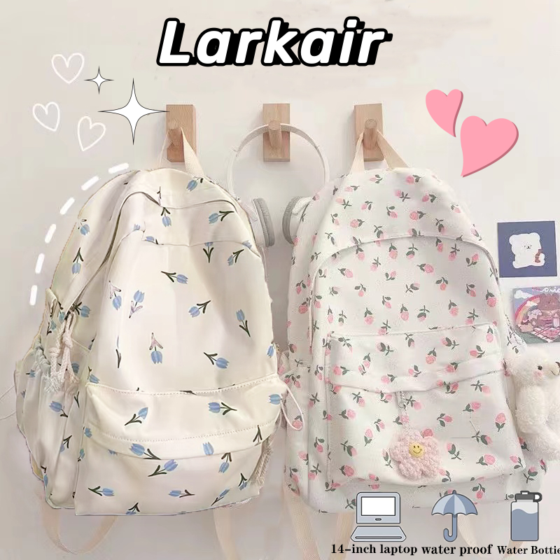 Jual Larkair Tas Ransel Wanita Memegang satu laptop Sekolah Motif Bunga ...