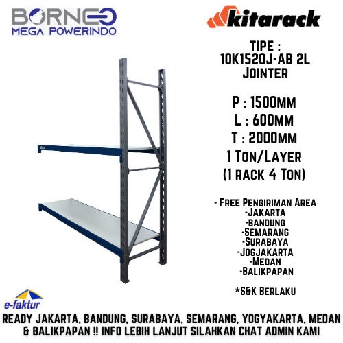 Jual KITARACK WAREHOUSE JOINTER RACK 10K1520 HEAVY DUTY GRAY 1000KG ...
