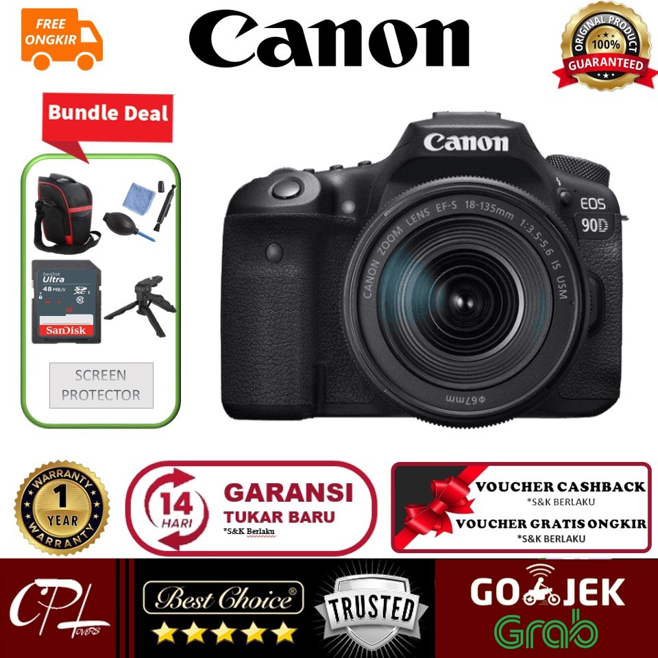 Jual Canon EOS 90D Kit 18-135mm IS USM DSLR Kamera - PAKET LENGKAP ...