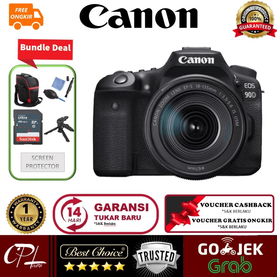 Jual Canon Eos 90d Kit 18 135mm Is Usm Dslr Kamera Paket Lengkap