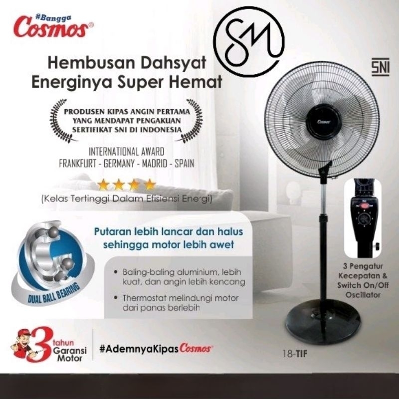 Jual Kipas Angin Cosmos 18-TIF 18 inch TIF-1801 S Stand fan besi ...