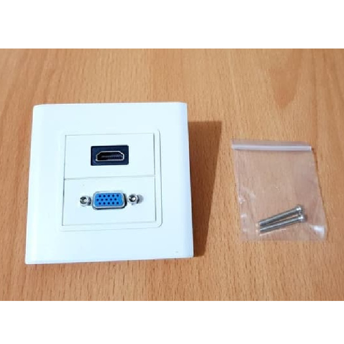Jual Stop Kontak Face plate HDMI + VGA Combo HDTV VGA FacePlate ...