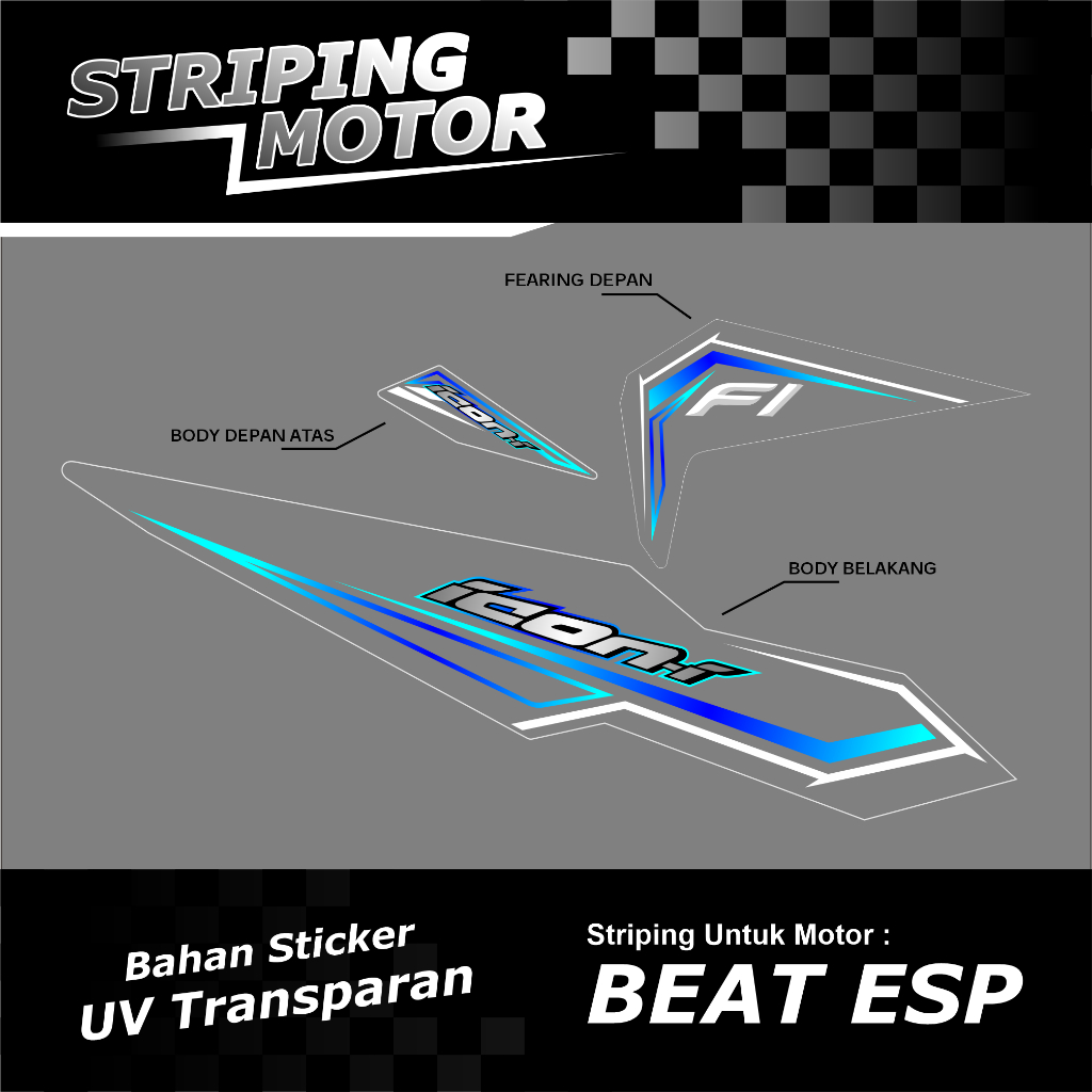 Jual Sticker Striping Honda Beat Custom Motif Icon I Simpel Minimalis Uv Transparan Striping