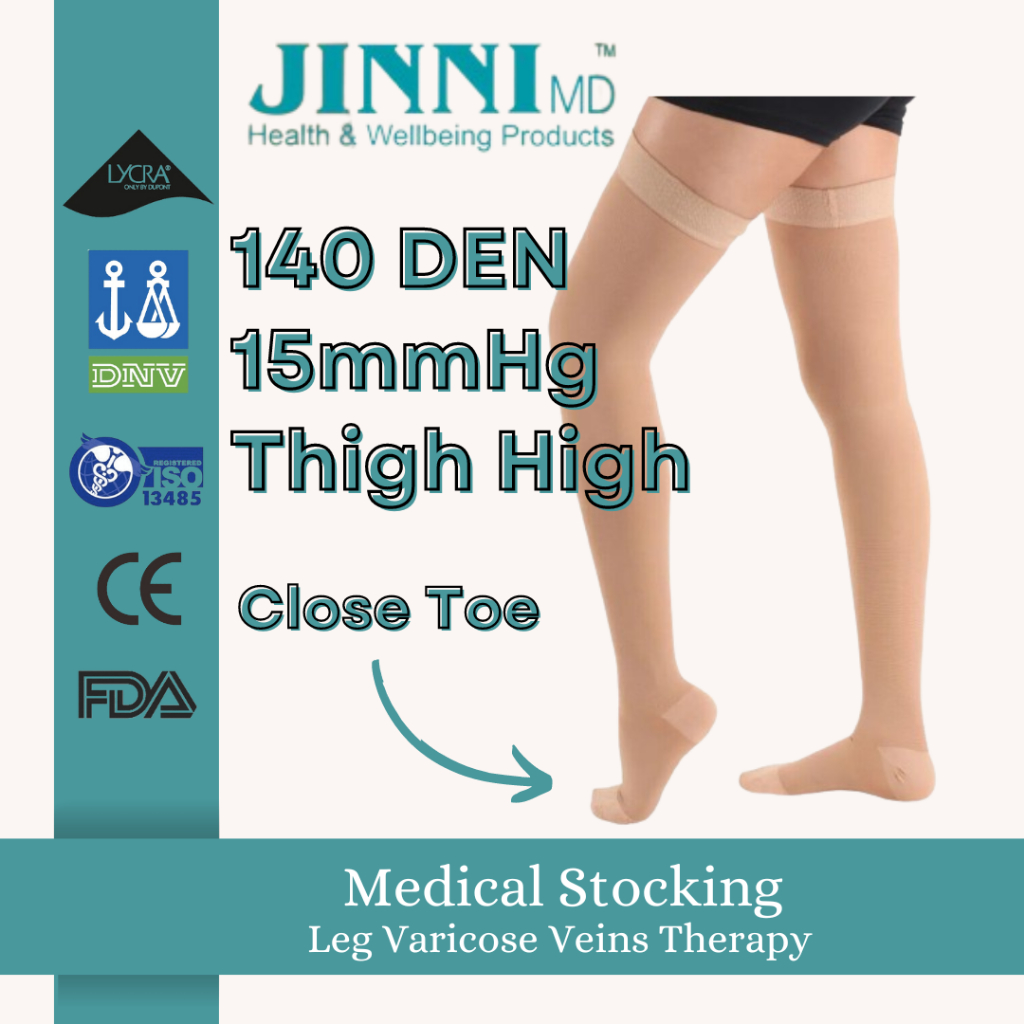 Jual JINNI Medical Stocking Varises Compression Thigh High Close Toe