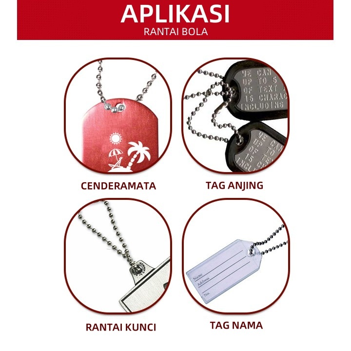 Jual 100pcs Rantai Bola Panjang 10cm rantai biji lada gantungan rantai ...