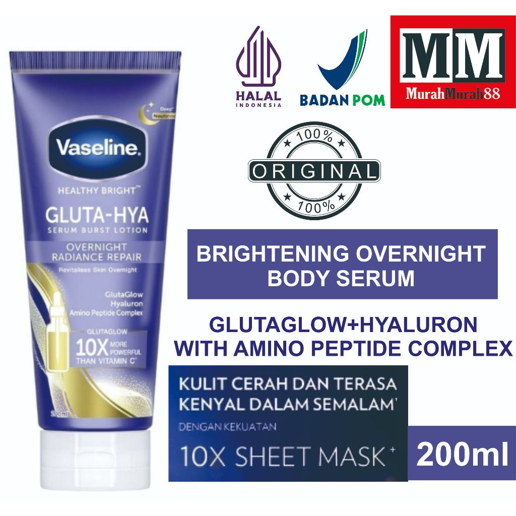 Jual Vaseline Healthy Bright Gluta Hya Serum Burst Lotion Overnight