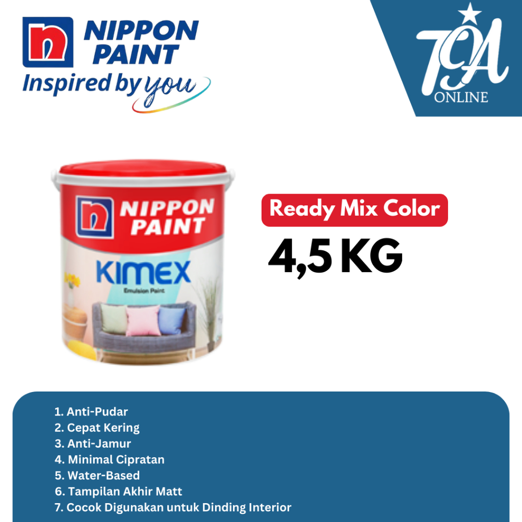 Jual Cat Tembok Interior Nippon Paint Kimex Ready Mix 4,5KG | Shopee ...