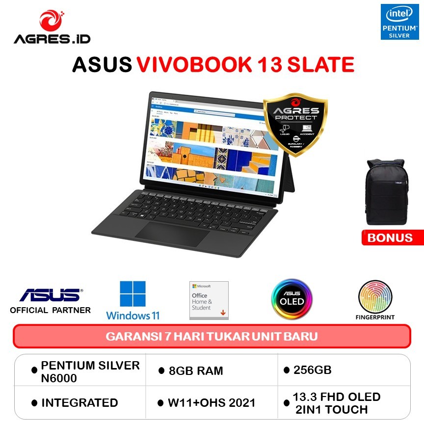 Jual Asus Vivobook 13 Slate Oled T3300ka Touch Pentium N6000 8gb 256gb W11ohs 133fhd Fp 2in1 9726