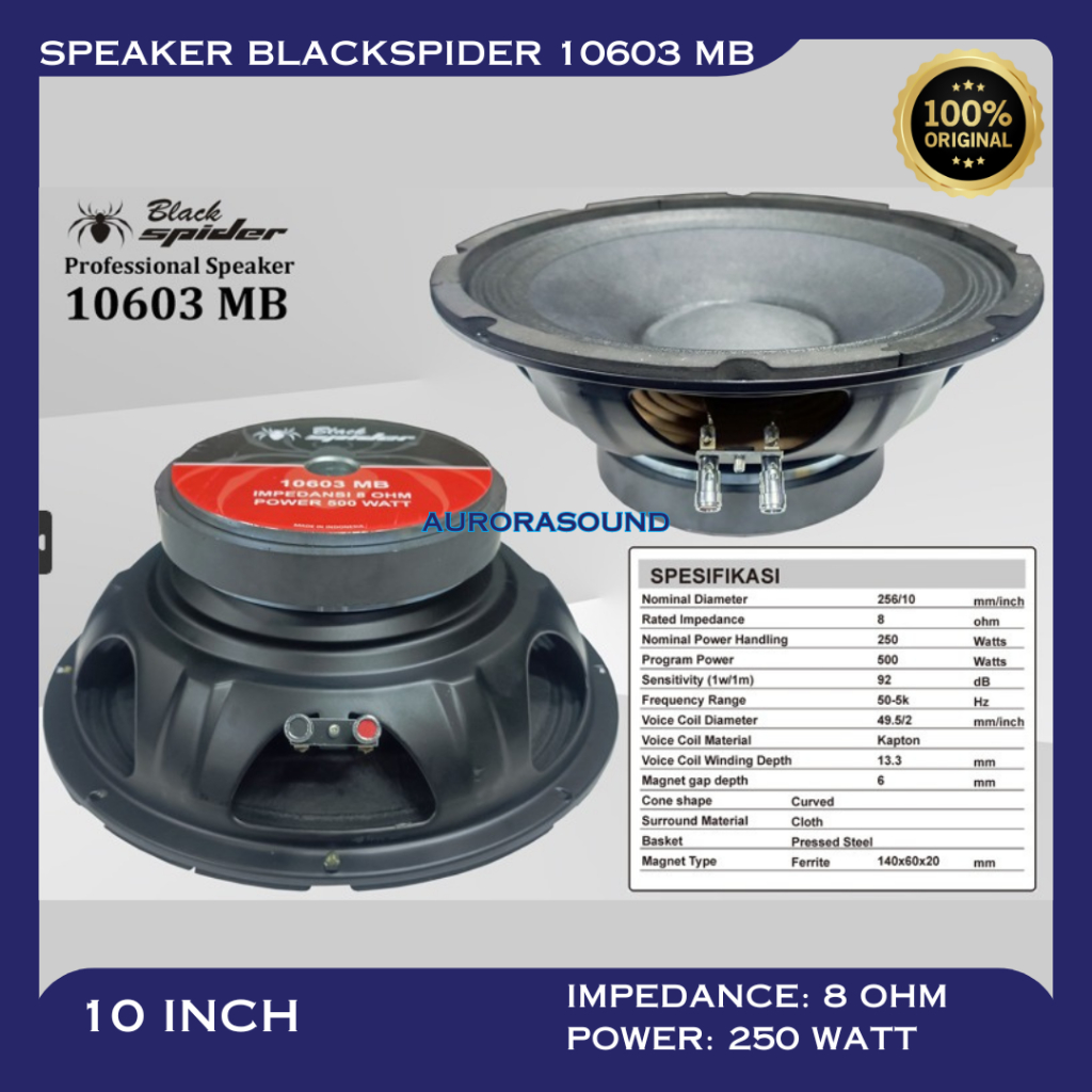 Jual Speaker Komponen Blackspider Mb Watt Inch In