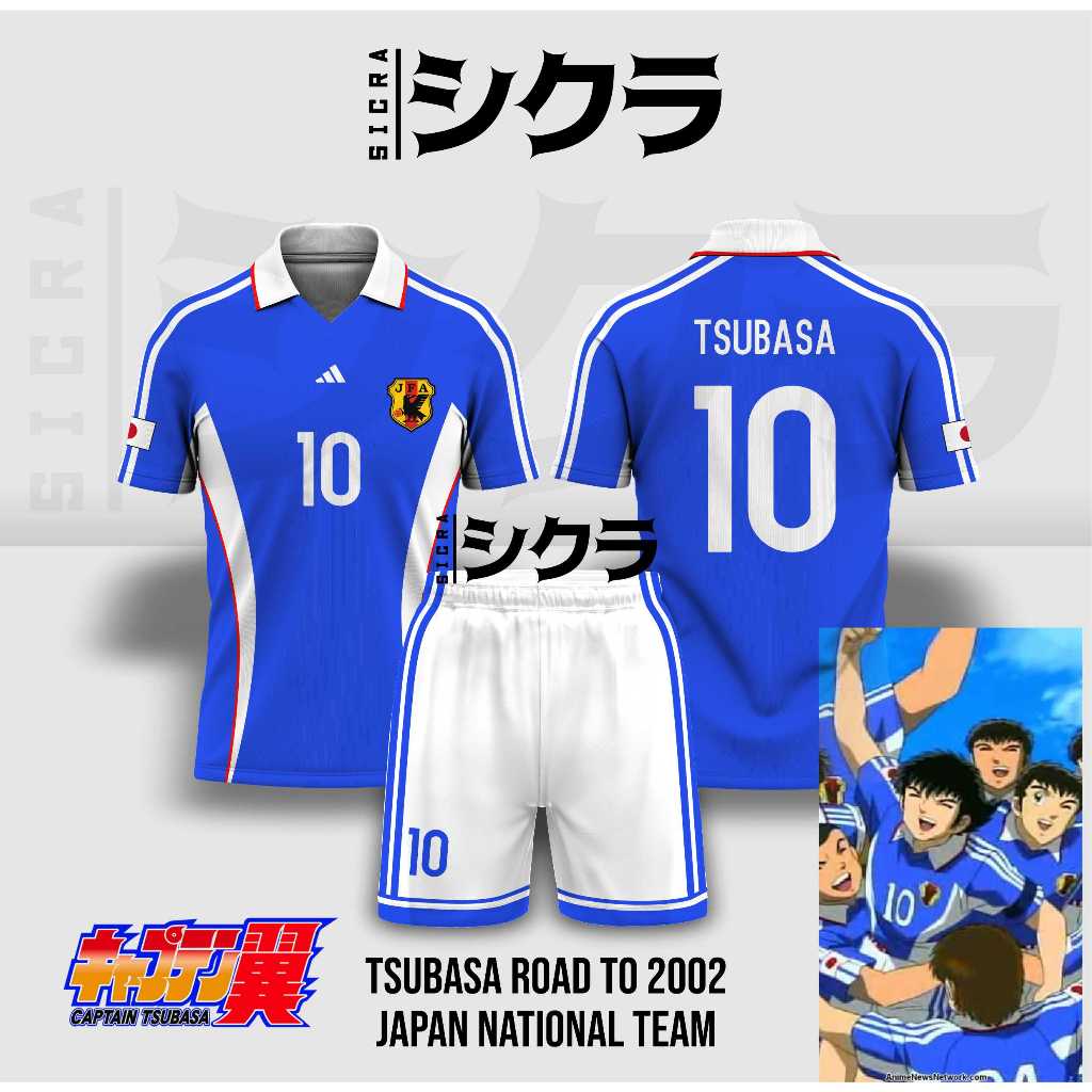 Jual Jersey Japan Tsubasa Classic Road to 2002 Anime Jersey Timnas