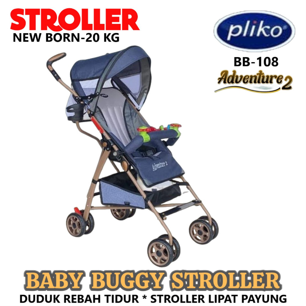 Jual Ongkir Murah Pliko PK108 Adventure 2 Buggy Baby Stroller Kereta Bayi Navy Blue Sumatera Jawa Bali Shopee Indonesia