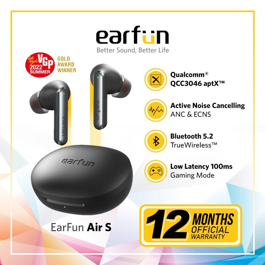 Jual Earfun Air S Tws Anc Bt Low Latency Active Noise Cancelling Qcc Aptx Shopee Indonesia