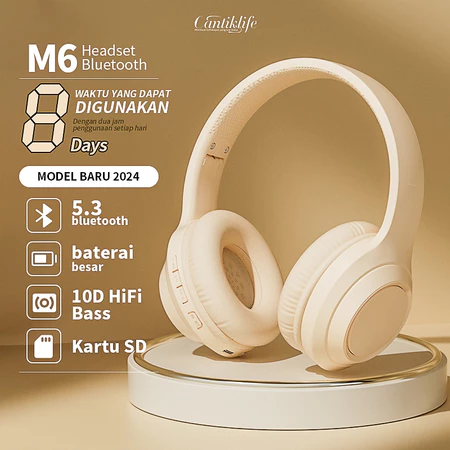  M6 Headphone Bluetooth 5.3 Dual HIFI Stereo Noise Reduction Bass Wireless Earphone Gaming