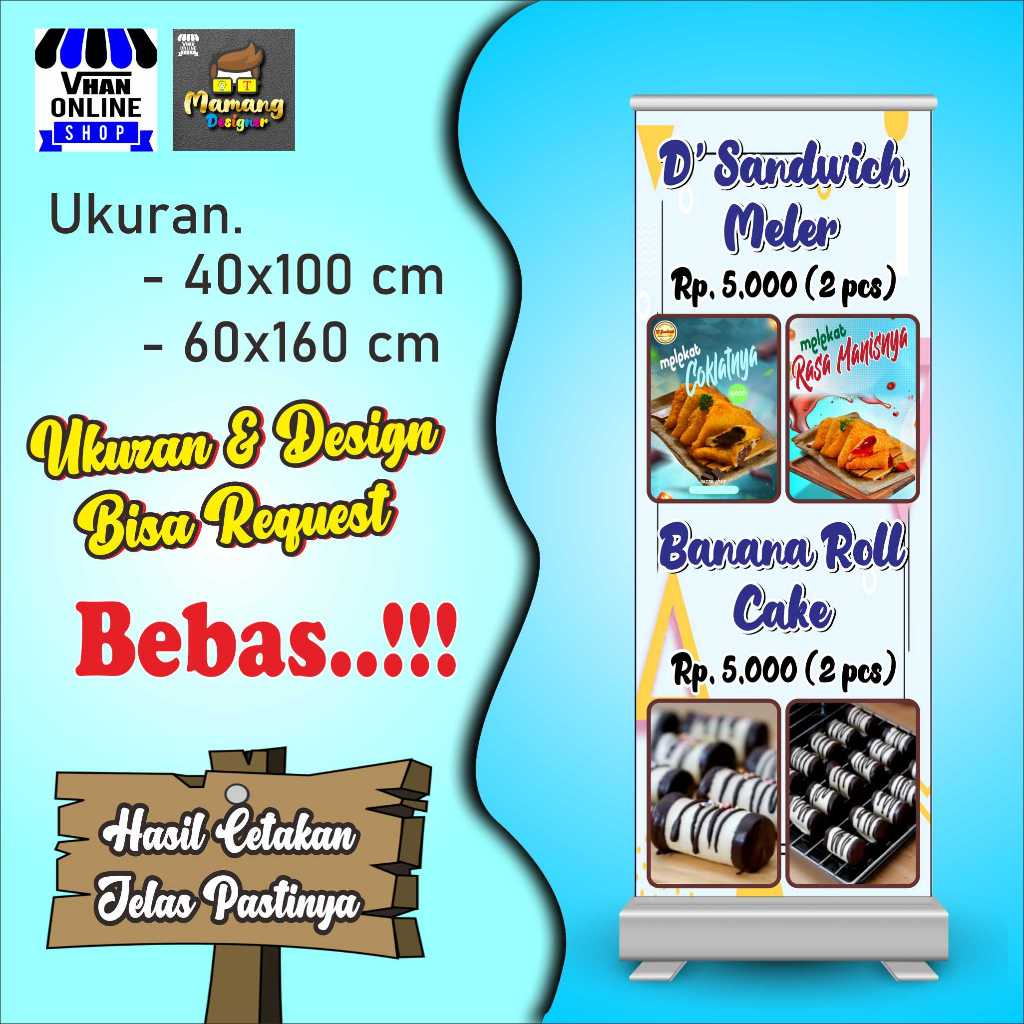 Jual Spanduk, Banner, Mmt Jualan Sandwich dan Banana Roll Cake, Keren ...