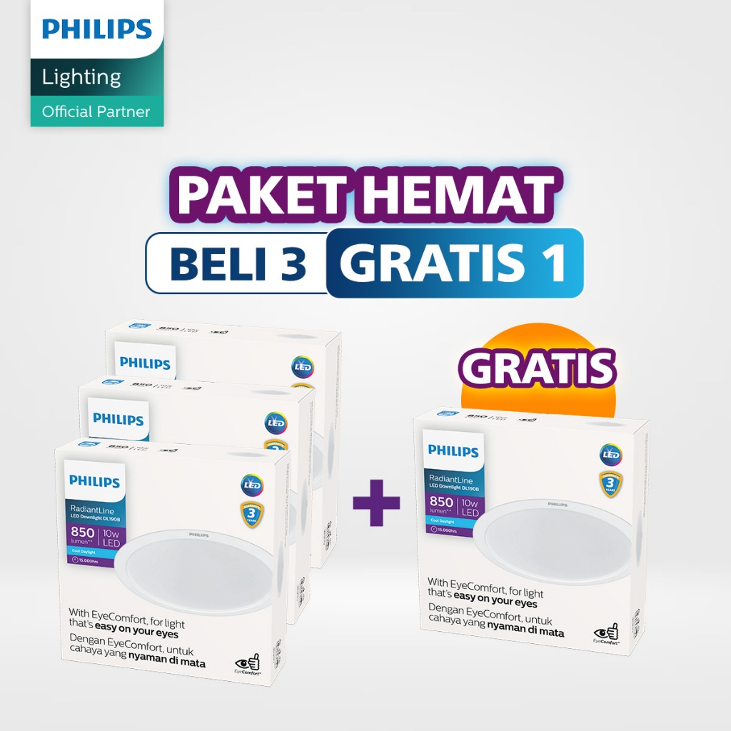 Jual Beli 3 Gratis 1 Philips Lampu Radiantline Downlight DL190B 10W ...