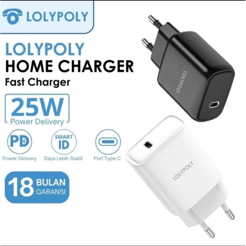 Jual Home Charger LOLYPOLY 25W PD Fast Charging USB-C Putih | Shopee ...