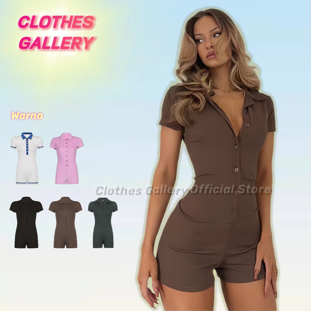 Jual Clothesgallery Rapcopter Dasar Spice Girl Kaos Jumpsuit Wanita Polo Neck Buckle Slim Fit