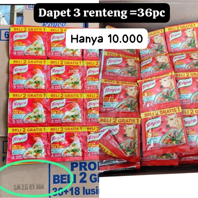 Jual (10.000 isi 3 renteng) Royco Penyedap Rasa Paket 36pcs / Bumbu ...