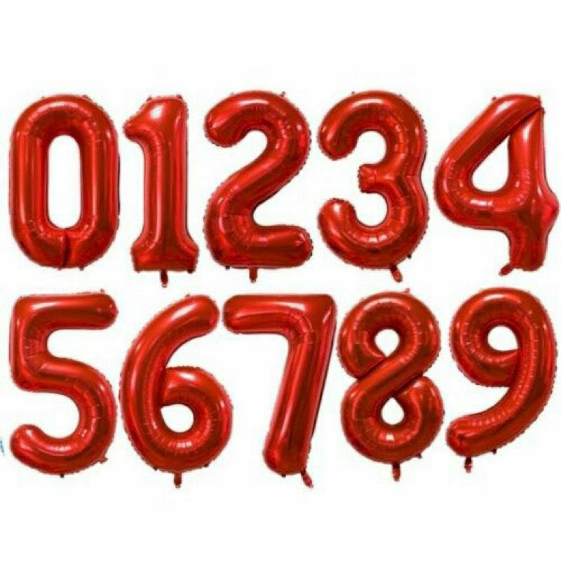 Jual Balon foil angka 80cm 80 cm jumbo warna merah red hiasan dekorasi ...