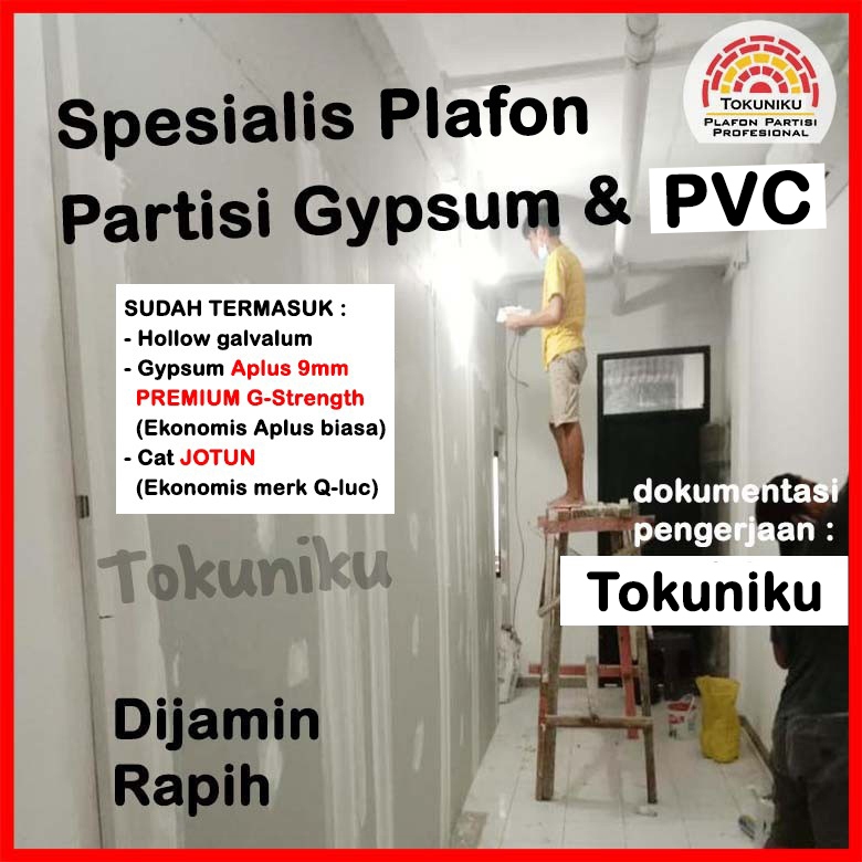 Jual 1 Sisi Pasang Partisi Gypsum Sekat Dinding Gypsum Volume 51