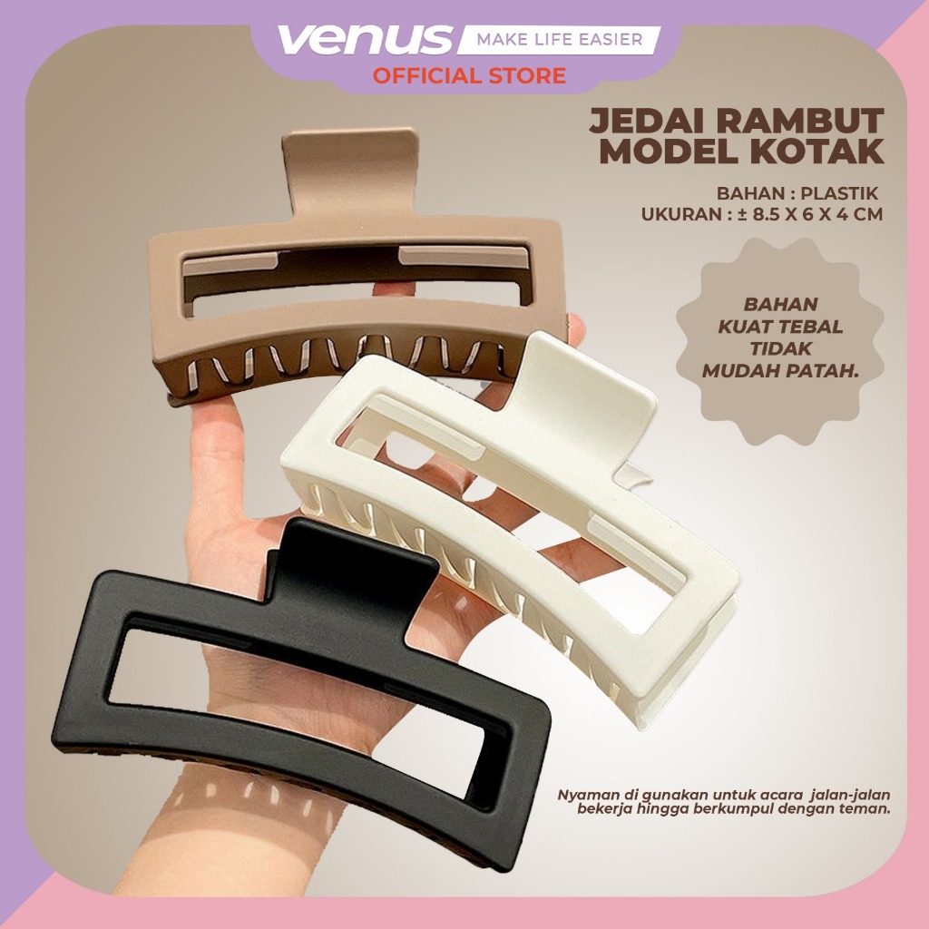 Jual Venusjkt Jedai Doff Cm Model Kotak Bolong Jepit Rambut Matte Besar Bentuk Persegi