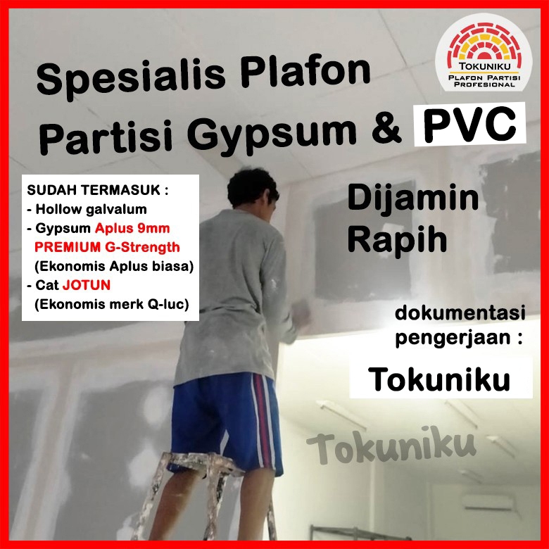 Jual 2 Sisi Pasang Partisi Gypsum Sekat Dinding Gypsum Volume 8 20 M2