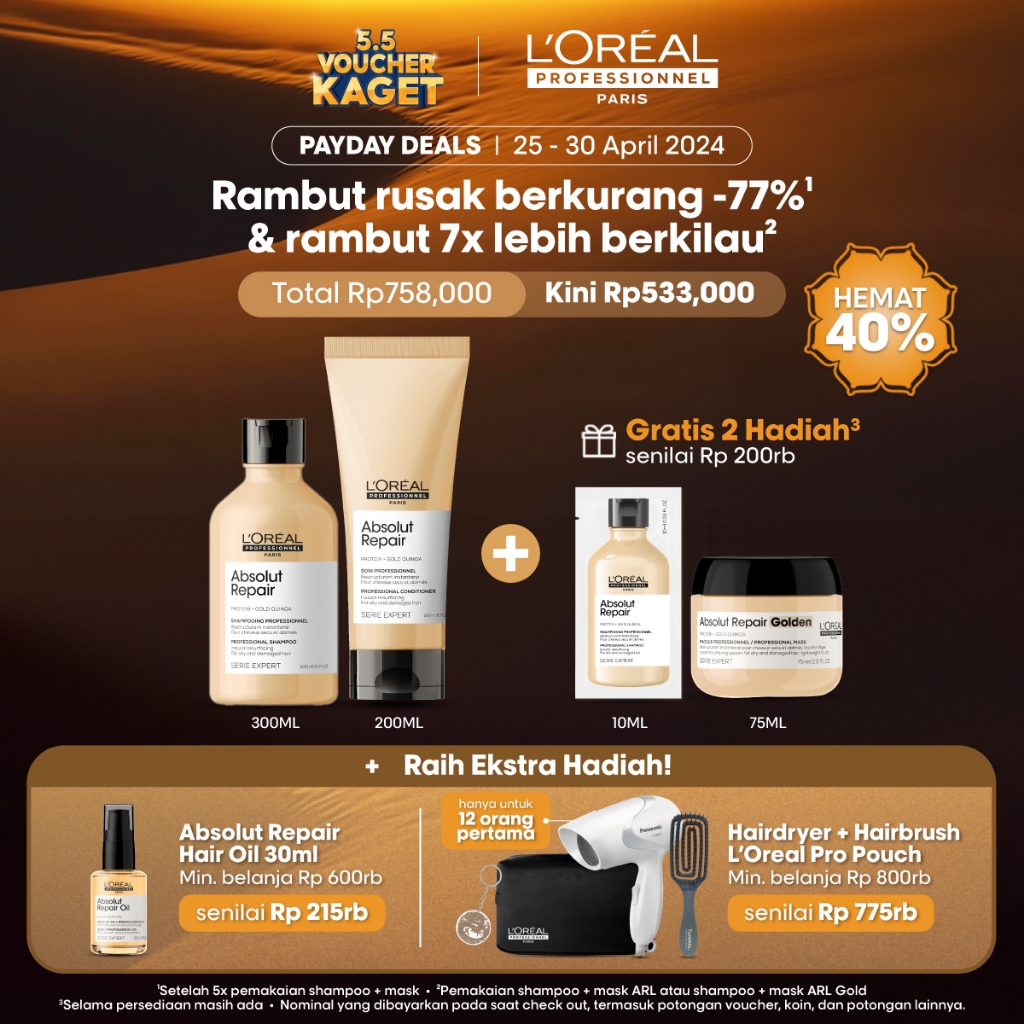 Jual Absolut Repair Shampoo + Conditioner Untuk Rambut Kering by L