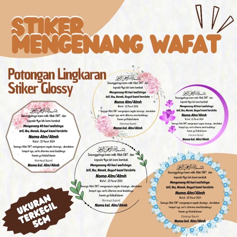 Jual Stiker Mengenang Wafat Hari Hari Hari Tahlil Doa