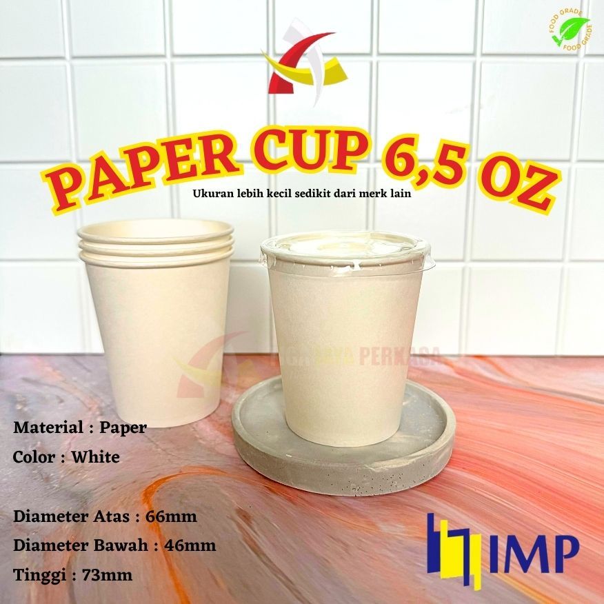 Jual Paper Cup 6,5 oz Putih IMP / Gelas Kertas 6.5oz Murah PolosTester ...