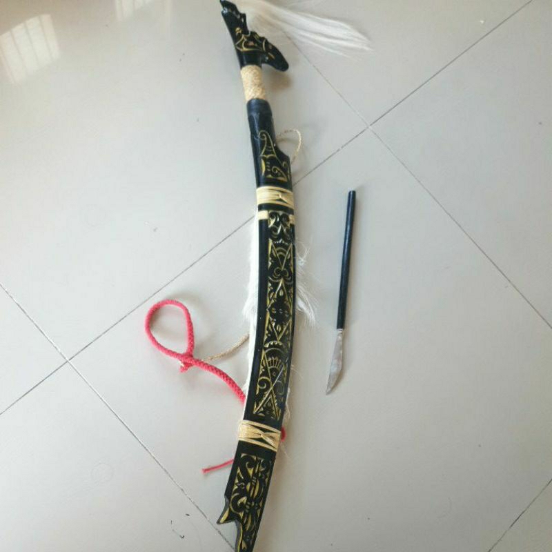 Jual Mandau Jimpol/ lengkung panjang 80 cm warna sarung hitam ukir ...