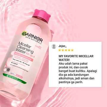 GARNIER Micellar Water Pink Skin Care 400ml Skincare Cleansing Pembersih Wajah Make Up