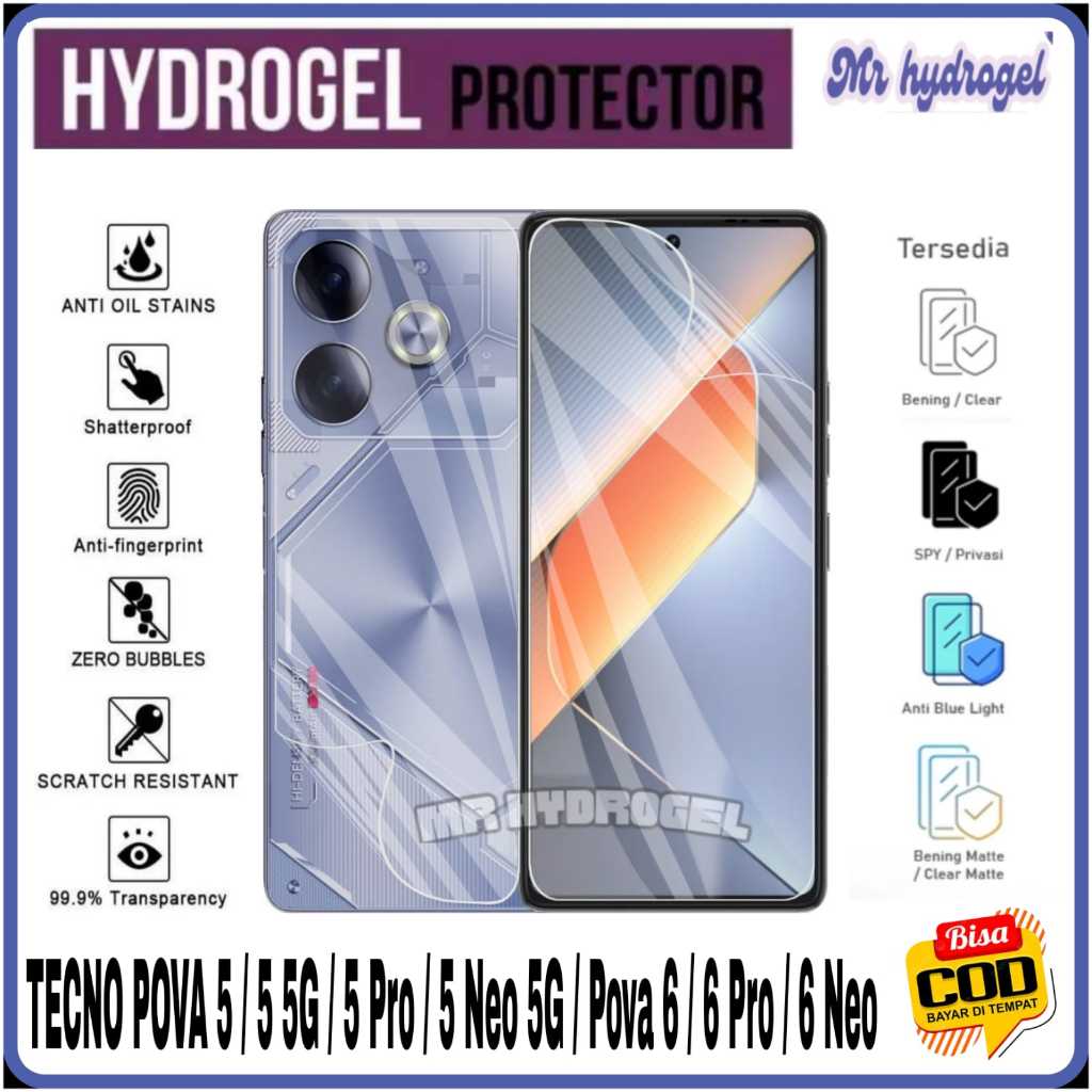 Jual AntiGores Hydrogel screen protector FOR TECNO POVA 6 / 6 PRO / 6