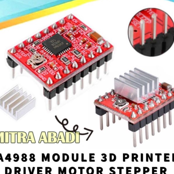 Jual Luar Biasa A4988 Modul Module 3D Driver Motor Stepper Heatsink 3D ...