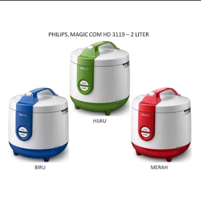 Jual PHILIPS 2L Rice cooker HD3119/30 - 400Watt, Penanak Nasi Analog ...