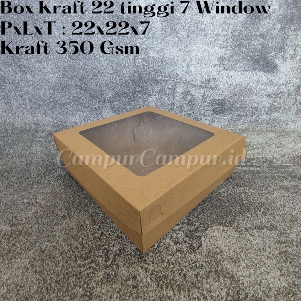 Jual Box Kraft window Dus Jendela 22x22x7 Dus Roti /Kotak Nasi /Box ...