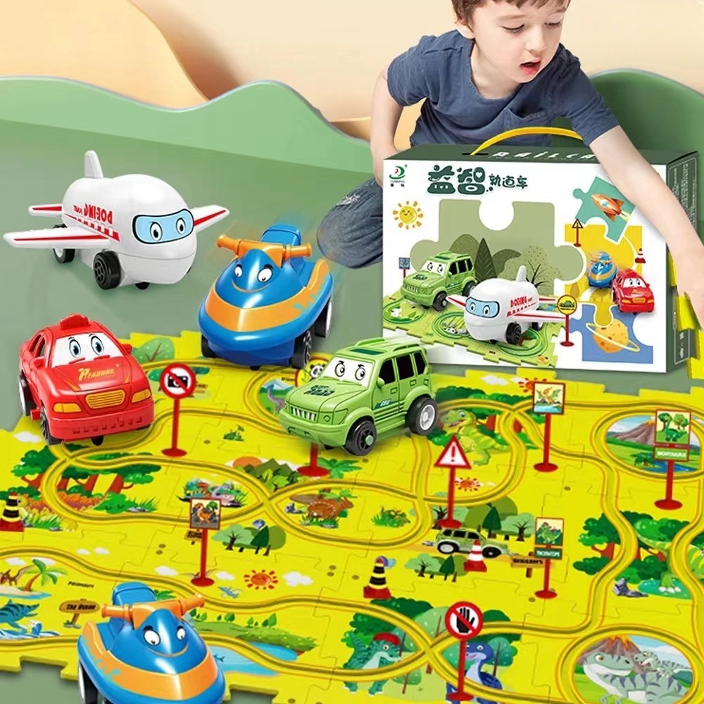 Jual Mainan Puzzle Mobil Rel Listrik DIY Rakitan Jigsaw Jalur Kereta ...