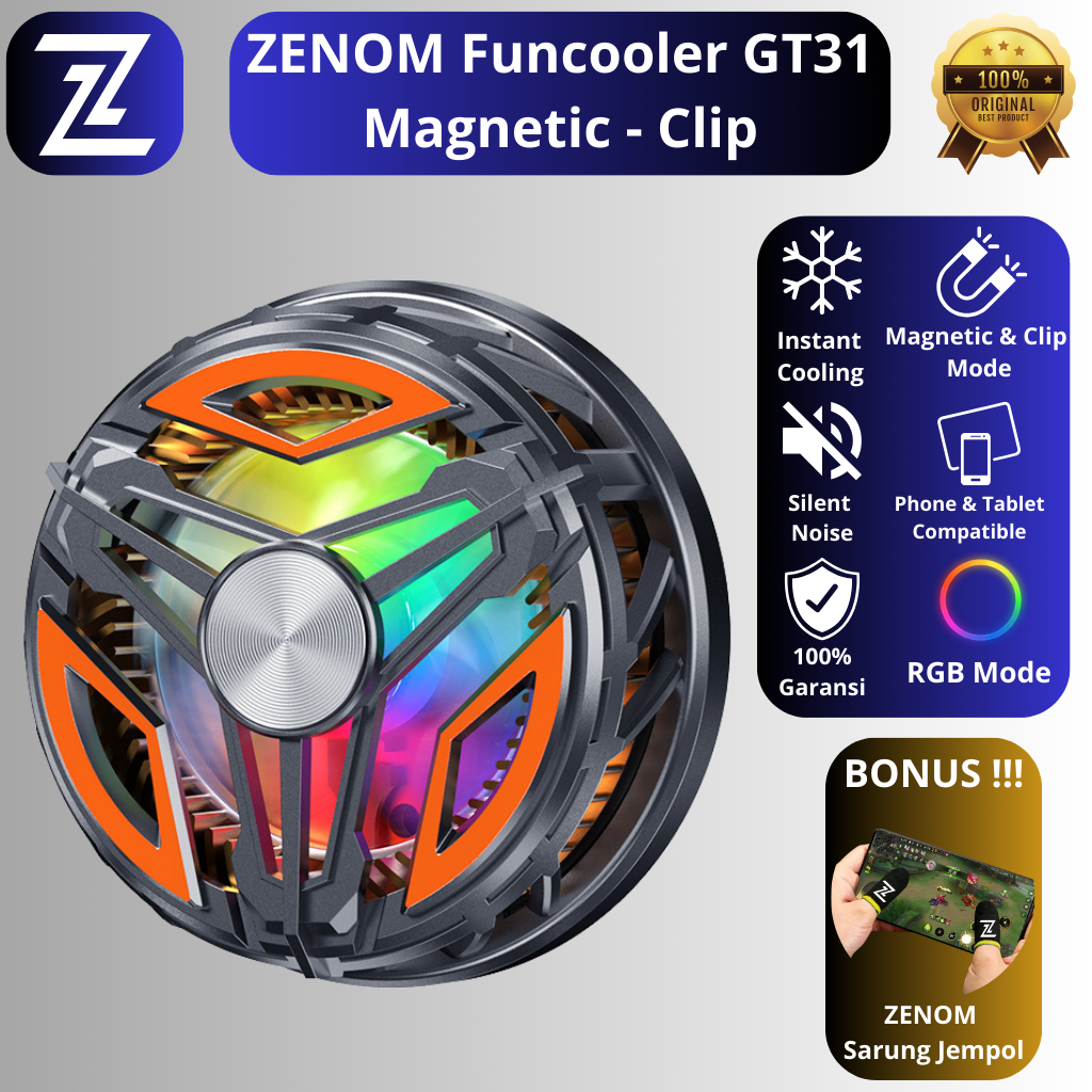 Jual ZENOM Funcooler GT31 Pendingin HP Tablet Cooling Fan Magnet Clip ...