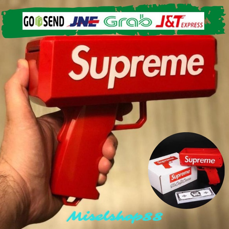 Jual SUPREME money gun pistol uang bonus 1 lembar uang mainan dollar ...