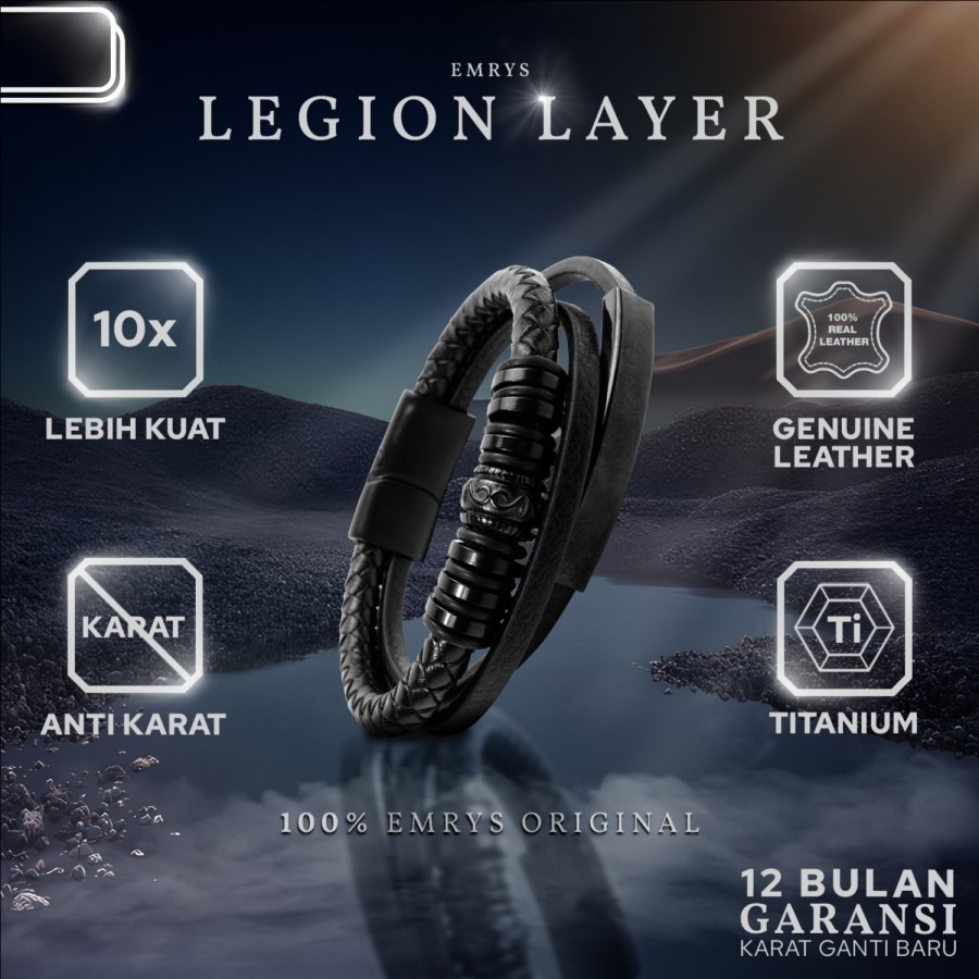 Jual Emros Premium Leather LEGION FULL LAYER Gelang Kulit Pria | Shopee ...