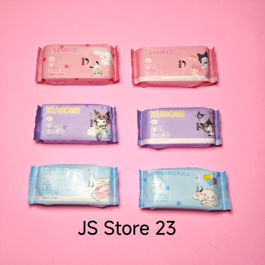 Jual Tisu Basah Mini Karakter Kuromi Sanrio / Wet Wipes Karakter Sanrio ...