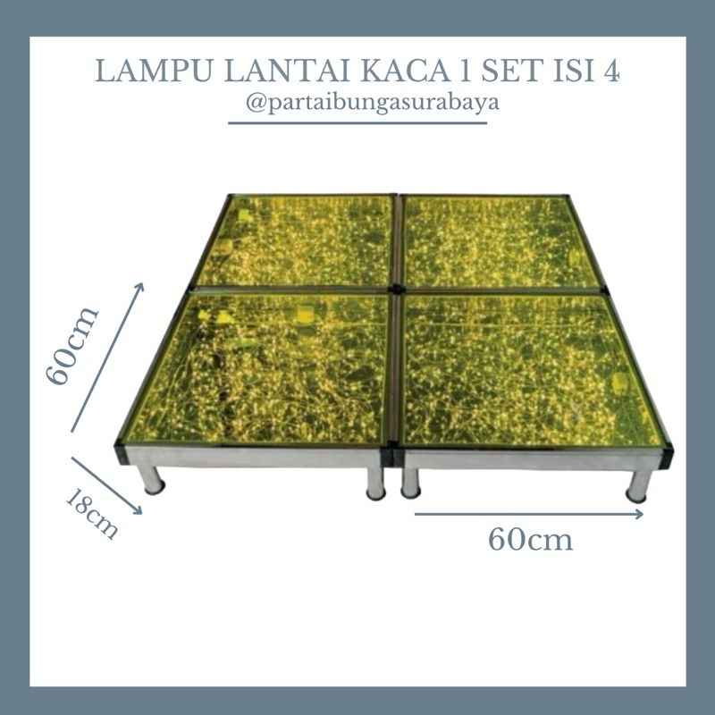 Jual 1 SET LAMPU KACA PANGGUNG LANTAI KACA TEMPERED GLASS ISI 4/STAGE