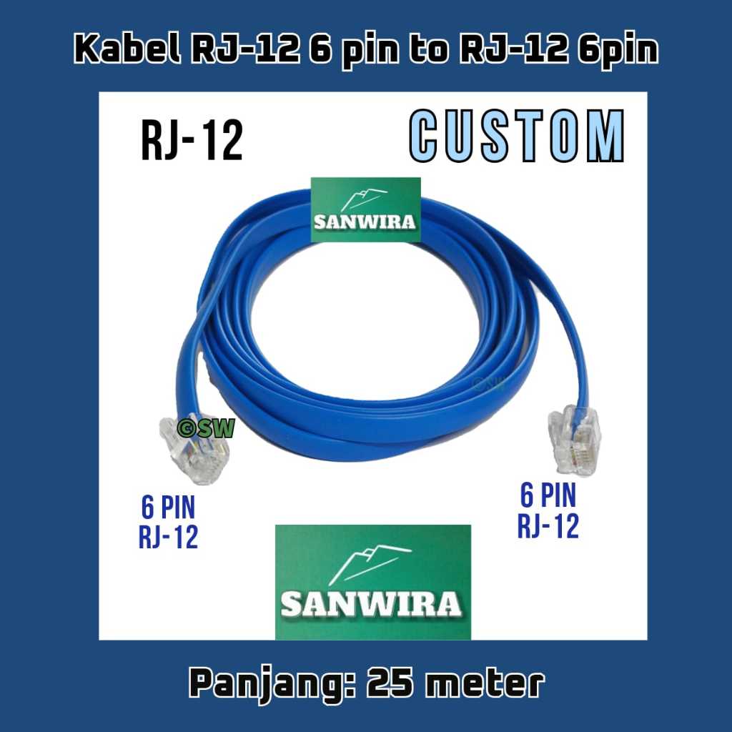 Jual Kabel RJ-12 6 pin to RJ-12 6 pin (panjang: 25 meter) / Cable RJ 12 ...