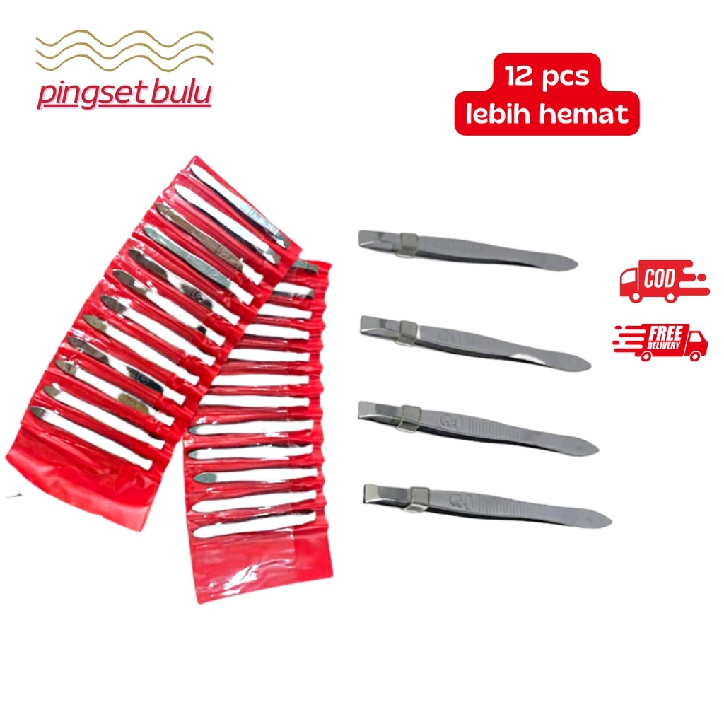 Jual PINSET STAINLESS ISI 12 KEMASAN CARD merah | Shopee Indonesia