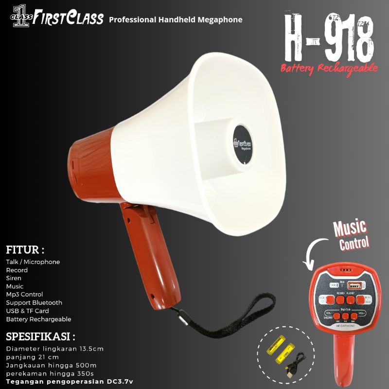 Jual Professional Megaphone Handle Firstclass H 918 Megaphone Baterai