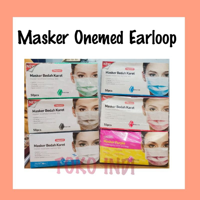 Jual Masker Medis Onemed / Masker Bedah Karet Onemed 3 Ply Earloop Isi ...