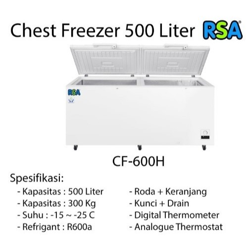Jual RSA Freezer Box CF-600H / CF 600 RSA/ Chest Freezer 500 liter ...