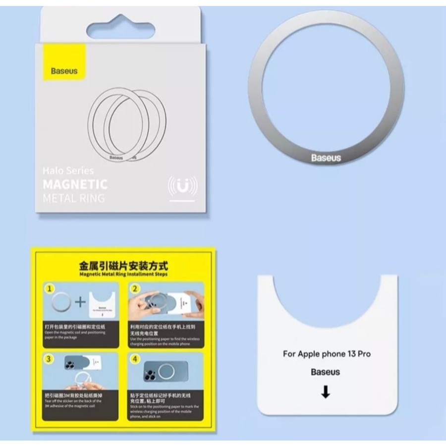Jual BASEUS ORIGINAL Halo Magnetic Ring Metal Stiker Cincin Magsafe ...