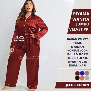 Piyama Wanita Jumbo Satin Pajamas Big Size PP JCCollections