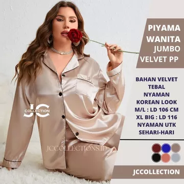 Piyama Wanita Jumbo Satin Pajamas Big Size PP JCCollections