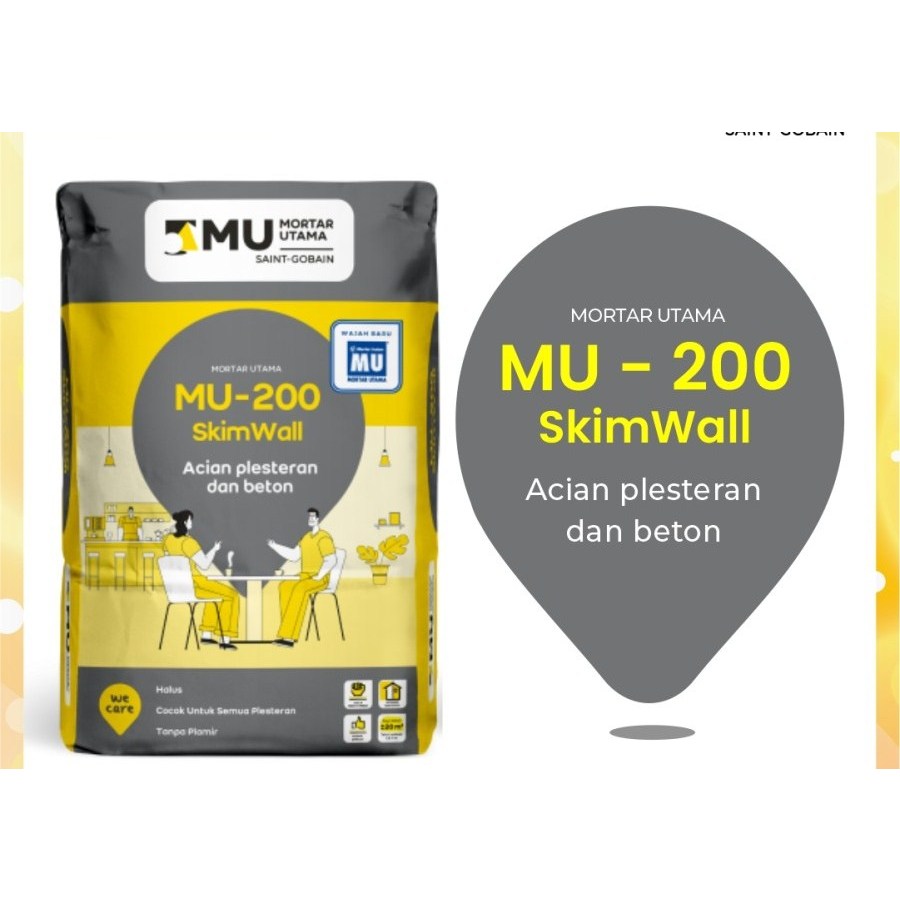 Jual Mortar Utama MU-200 SkimWall Acian Plaster & Beton 40kg | Shopee ...